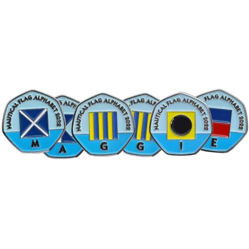 Maggie - Nautical Flag Alphabet 2022 50p Shaped Coins TGBCH Limited Edition Rare