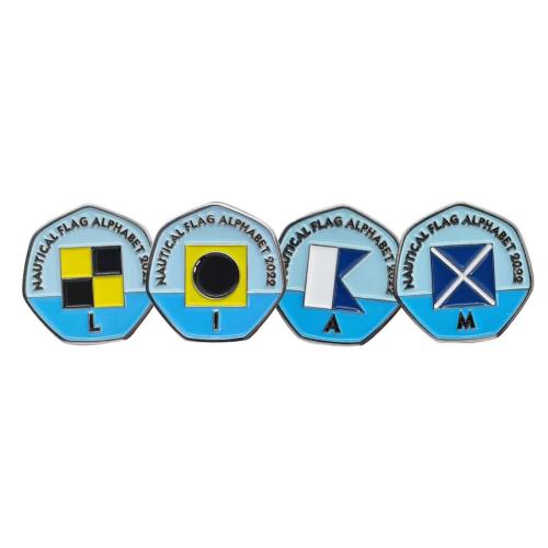 Liam - Nautical Flag Alphabet 2022 50p Shaped Coins TGBCH Limited Edition Rare