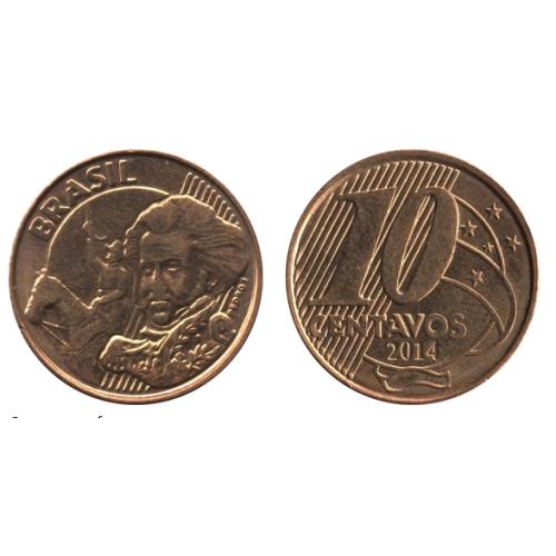 2014 Brazil 10 Centavos Brazilian Coinage Circulated Condition