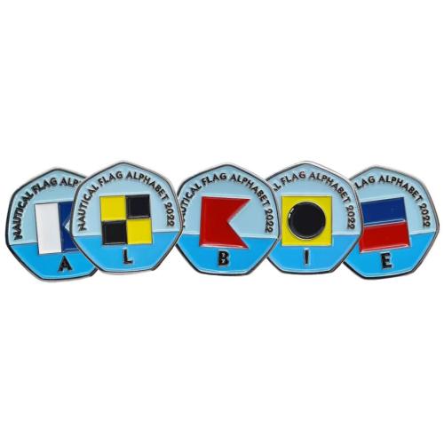 Albie - Nautical Flag Alphabet 2022 50p Shaped Coins TGBCH Limited Edition Rare