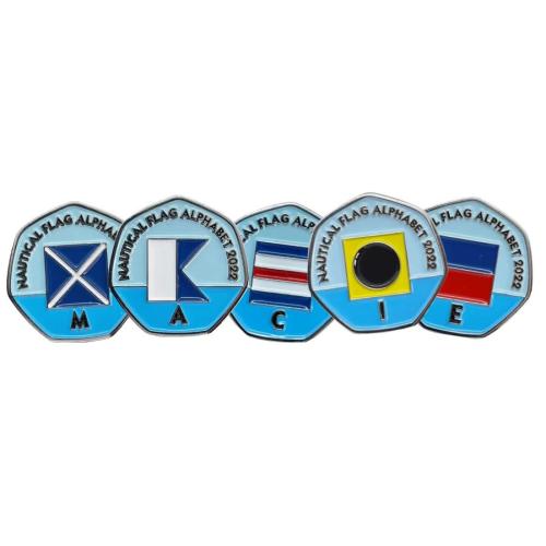 Macie - Nautical Flag Alphabet 2022 50p Shaped Coins TGBCH Limited Edition Rare