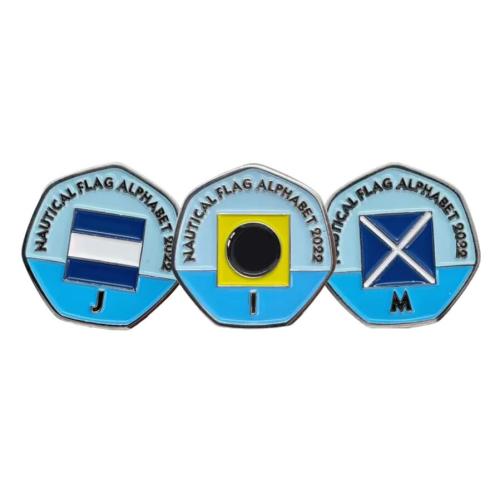 Jim - Nautical Flag Alphabet 2022 50p Shaped Coins TGBCH Limited Edition Rare