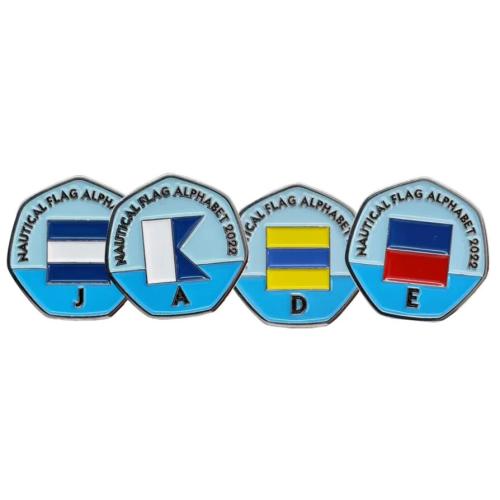 Jade - Nautical Flag Alphabet 2022 50p Shaped Coins TGBCH Limited Edition Rare