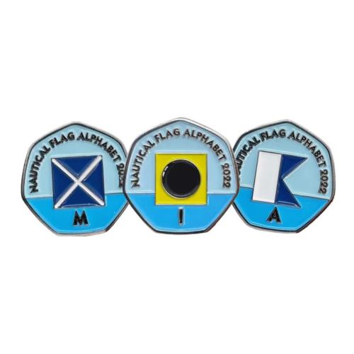 Mia - Nautical Flag Alphabet 2022 50p Shaped Coins TGBCH Limited Edition Rare