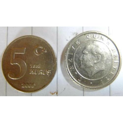 5 Kurus 2008 Turkey Turkish Coins Good Circulated Condition