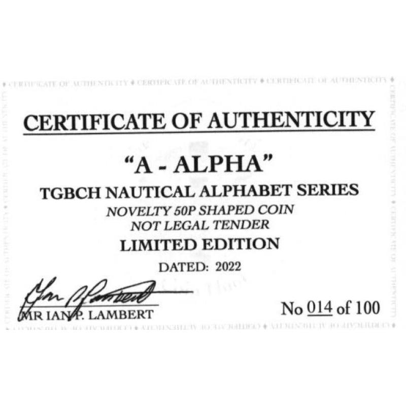 RARE ORIGINAL A-ALPHA NAUTICAL ALPHABET SERIES WITH COA OF 100