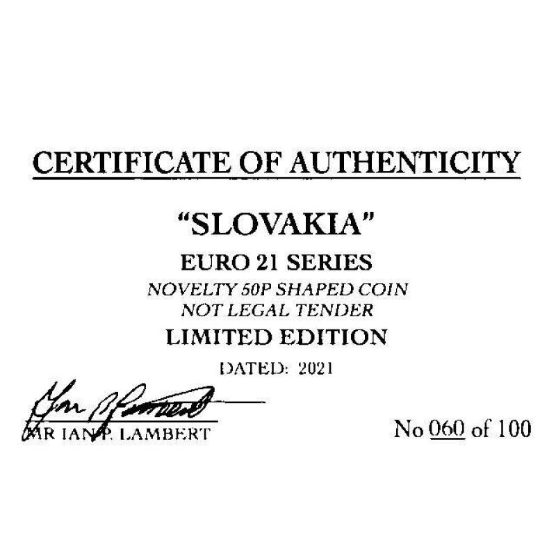 RARE ORIGINAL SLOVAKIA EURO 2021 SERIES WITH COA OF 100