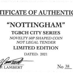 RARE ORIGINAL NOTTINGHAM, TGBCH CITY SERIES WITH COA OF 1000