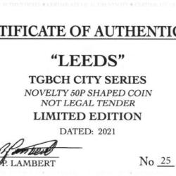 RARE ORIGINAL LEEDS, TGBCH CITY SERIES WITH COA OF 1000