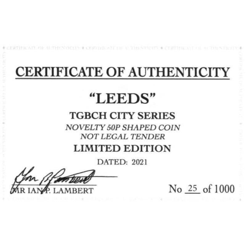 RARE ORIGINAL LEEDS, TGBCH CITY SERIES WITH COA OF 1000