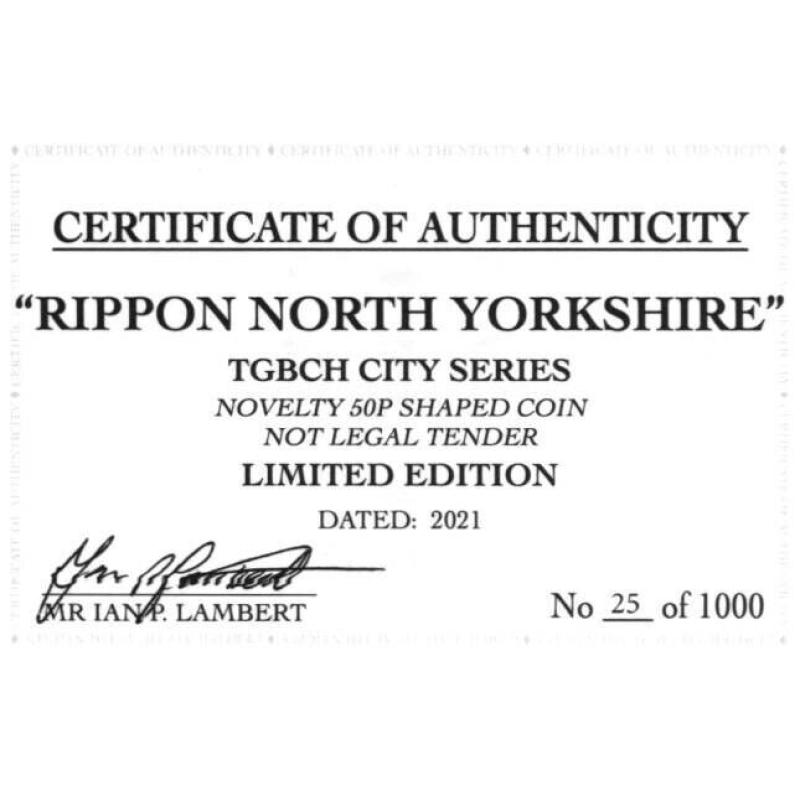 RARE ORIGINAL RIPON NORTH YORKSHIRE, TGBCH CITY SERIES WITH COA OF 1000