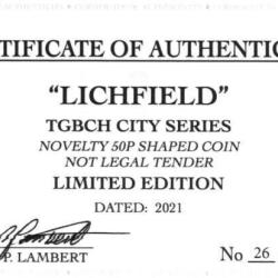 RARE ORIGINAL LICHFIELD, TGBCH CITY SERIES WITH COA OF 1000