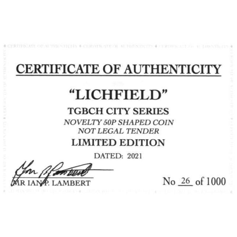 RARE ORIGINAL LICHFIELD, TGBCH CITY SERIES WITH COA OF 1000