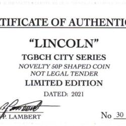 RARE ORIGINAL LINCOLN, TGBCH CITY SERIES WITH COA OF 1000