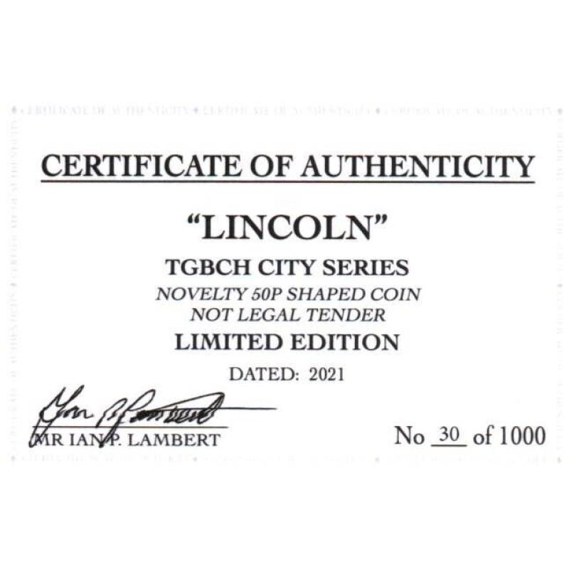 RARE ORIGINAL LINCOLN, TGBCH CITY SERIES WITH COA OF 1000