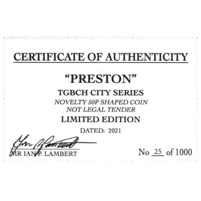 RARE ORIGINAL PRESTON, TGBCH CITY SERIES WITH COA OF 1000