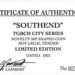 RARE ORIGINAL SOUTHEND ON SEA, TGBCH CITY SERIES WITH COA OF 1000