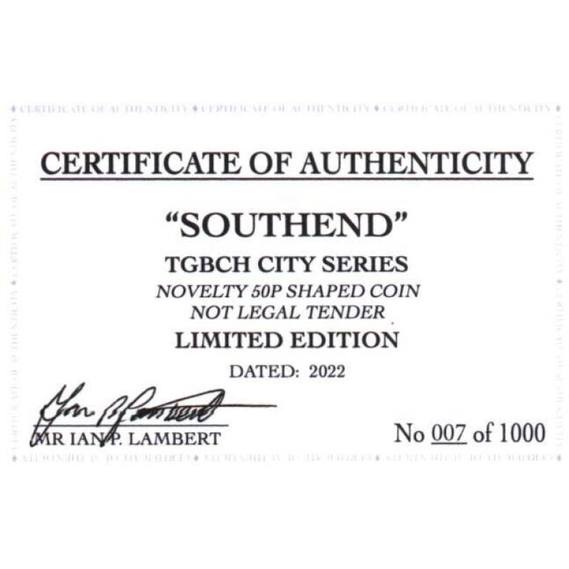 RARE ORIGINAL SOUTHEND ON SEA, TGBCH CITY SERIES WITH COA OF 1000