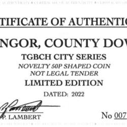 RARE ORIGINAL BANGOR, COUNTY DOWN,TGBCH CITY SERIES WITH COA OF 1000