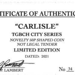 RARE ORIGINAL CARLISLE, TGBCH CITY SERIES WITH COA OF 1000