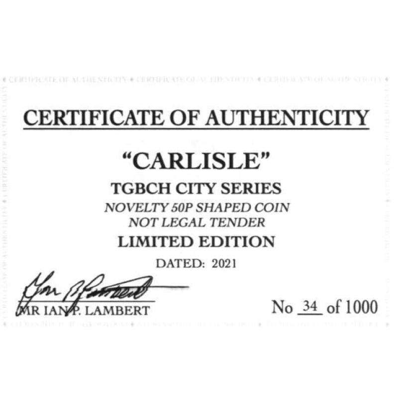 RARE ORIGINAL CARLISLE, TGBCH CITY SERIES WITH COA OF 1000