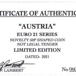 RARE ORIGINAL AUSTRIA EURO 2021 WITH COA OF 100