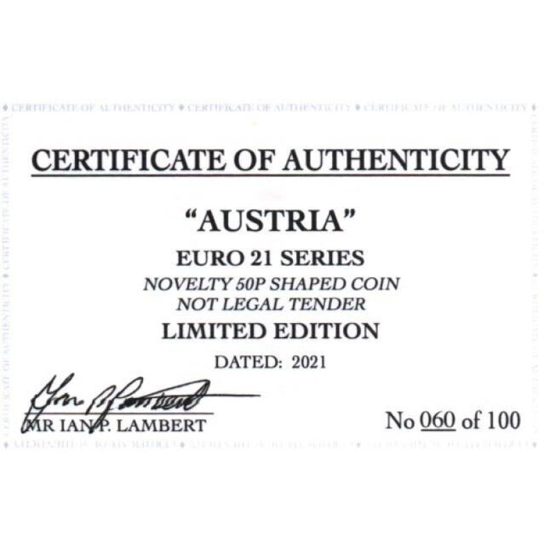 RARE ORIGINAL AUSTRIA EURO 2021 WITH COA OF 100