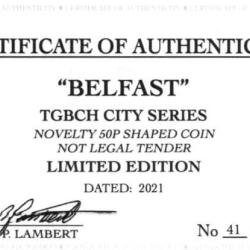 RARE ORIGINAL BELFAST, TGBCH CITY SERIES WITH COA OF 1000