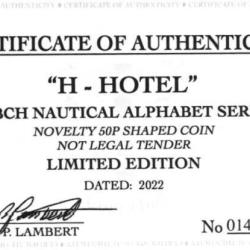 RARE ORIGINAL H-HOTEL NAUTICAL ALPHABET SERIES WITH COA OF 100