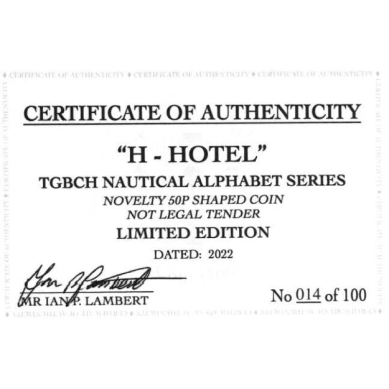 RARE ORIGINAL H-HOTEL NAUTICAL ALPHABET SERIES WITH COA OF 100