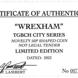 RARE ORIGINAL WREXHAM,TGBCH CITY SERIES WITH COA OF 1000