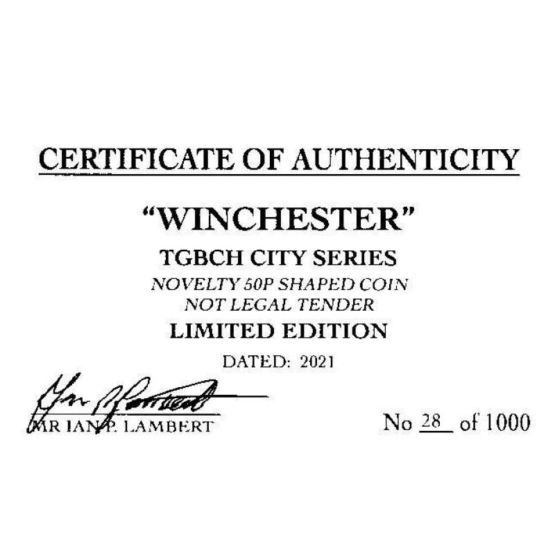 RARE ORIGINAL WINCHESTER, TGBCH CITY SERIES WITH COA OF 1000