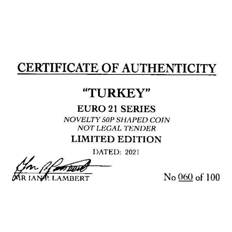 RARE ORIGINAL TURKEY EURO 2021 SERIES WITH COA OF 100