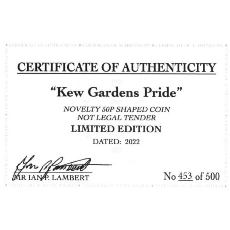 RARE ORIGINAL KEW GARDENS PRIDE 2022 COA 453 LIMITED EDT OF 500