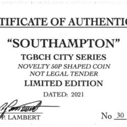 RARE ORIGINAL SOUTHAMPTON, TGBCH CITY SERIES WITH COA OF 1000