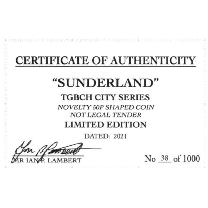 RARE ORIGINAL SUNDERLAND, TGBCH CITY SERIES WITH COA OF 1000