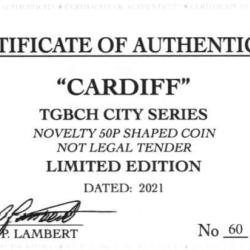 RARE ORIGINAL CARDIFF, TGBCH CITY SERIES WITH COA OF 1000