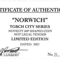 RARE ORIGINAL NORWICH, TGBCH CITY SERIES WITH COA OF 1000