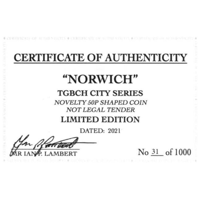 RARE ORIGINAL NORWICH, TGBCH CITY SERIES WITH COA OF 1000