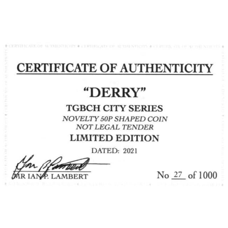 RARE ORIGINAL DERRY, TGBCH CITY SERIES WITH COA OF 1000