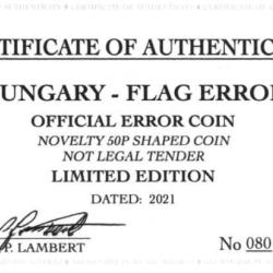 RARE ORIGINAL HUNGARY ERROR FLAG EURO 2021 SERIES WITH COA OF 100