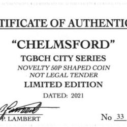 RARE ORIGINAL CHELMSFORD, TGBCH CITY SERIES WITH COA OF 1000