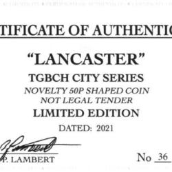 RARE ORIGINAL LANCASTER, TGBCH CITY SERIES WITH COA OF 1000