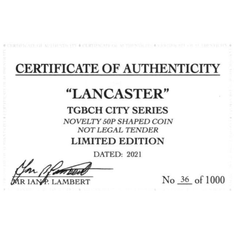 RARE ORIGINAL LANCASTER, TGBCH CITY SERIES WITH COA OF 1000