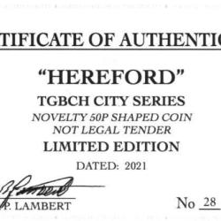 RARE ORIGINAL HEREFORD, TGBCH CITY SERIES WITH COA OF 1000