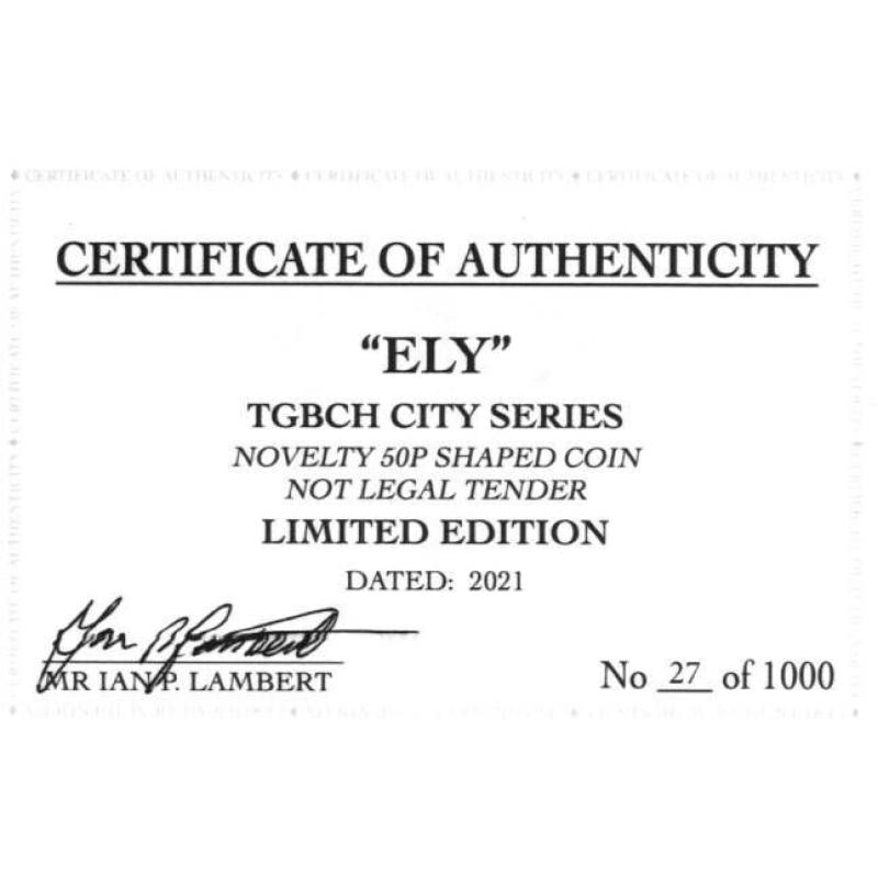 RARE ORIGINAL ELY, TGBCH CITY SERIES WITH COA OF 1000