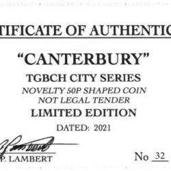 RARE ORIGINAL CANTERBURY, TGBCH CITY SERIES WITH COA OF 1000