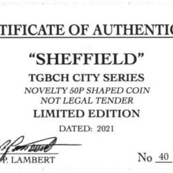 RARE ORIGINAL SHEFFIELD, TGBCH CITY SERIES WITH COA OF 1000