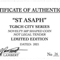 RARE ORIGINAL ST ASAPH, TGBCH CITY SERIES WITH COA OF 1000