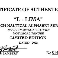 RARE ORIGINAL L-LIMA NAUTICAL ALPHABET SERIES WITH COA OF 100